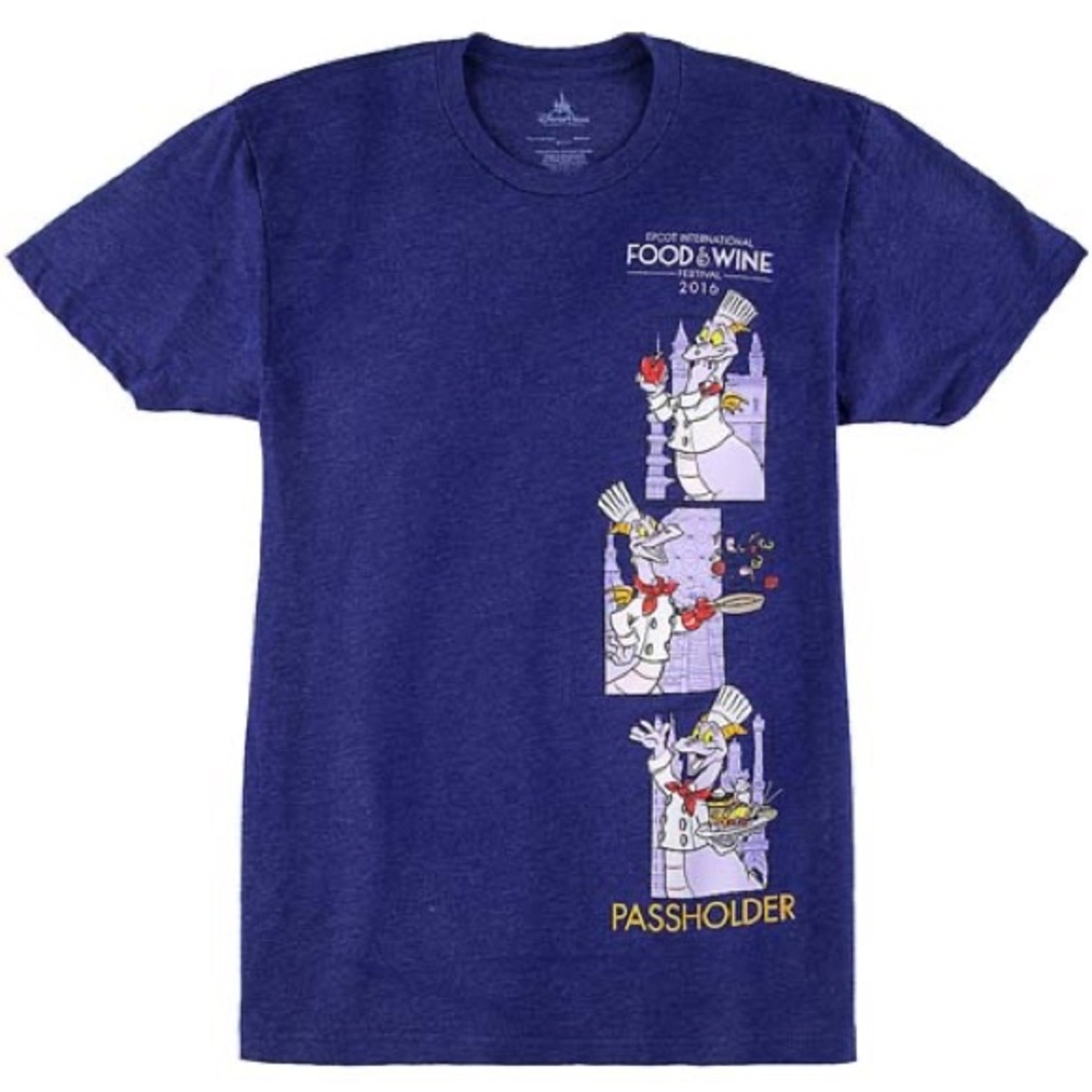 Disney Parks EPCOT Food & Wine Festival 2016 Passholder Chef Figment Shirt, NWT